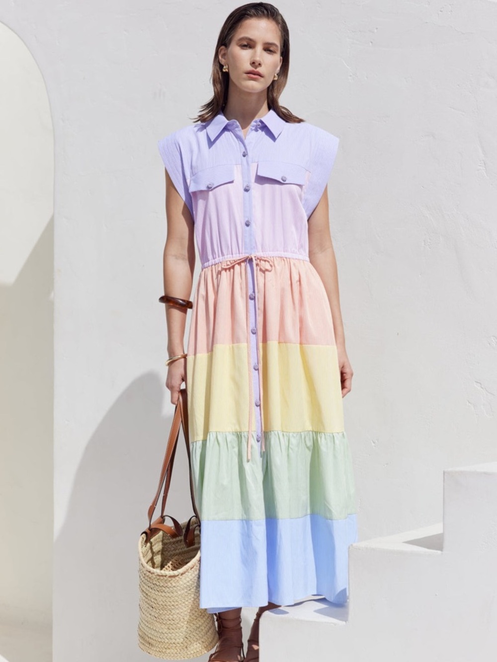 NWT English Factory COLORBLOCK SHIRT MIDI DRESS - size Extra Small